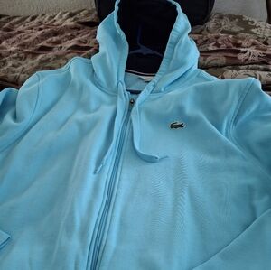 Lacoste Turquoise Zip Hoodie with Crocodile Logo